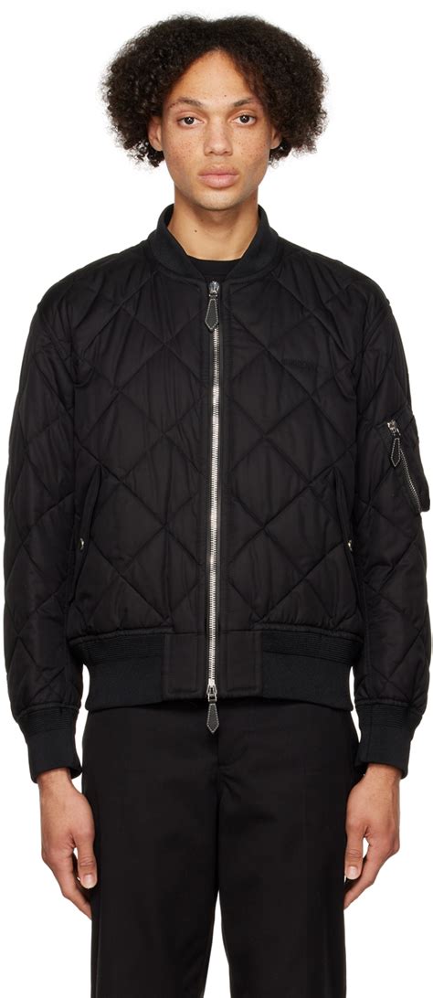 burberry black jacket men|Burberry nylon bomber jacket.